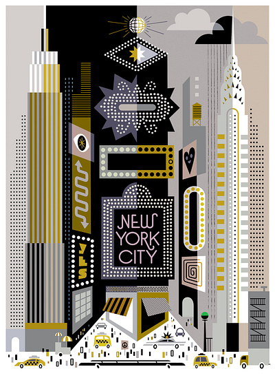 NYC in Color architecture automobiles carbon emissions city branding city illustration cityscape conceptual design flat illustration newyork newyorkcity skyscrapers times square ui urban art urban landscape vector