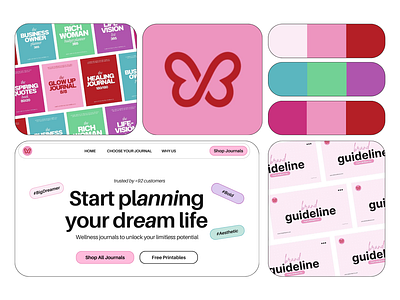 Branding - That's Brilliant Co branding butterfly journal pink website