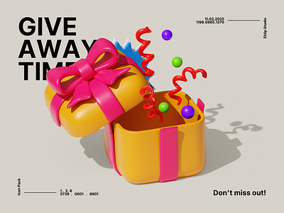 Give Away 3D Icon Pack 3d 3d icon blender car eklip studio giftbox giveaway icons modeling surprise