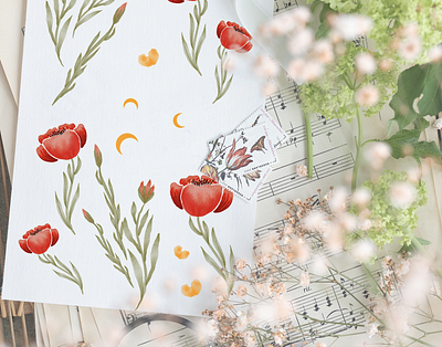 Poppy Dream | watercolor seamless pattern botanical illustration botanical pattern children illustration design digital painting floral illustration floral pattern flowers illustration illustration pattern design poppies poppy poppy pattern procreate procreate painting seamless pattern surface pattern textile pattern wallpaper pattern watercolor illustration