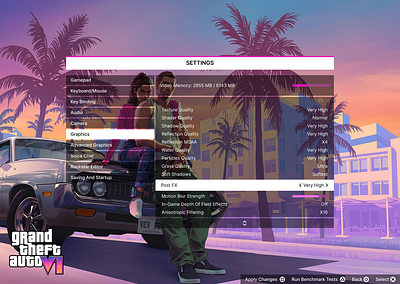 Daily UI Challenge #007: Settings branding challenge daily 100 design game game settings graphic design gta gta vi illustration ui ui design uiux