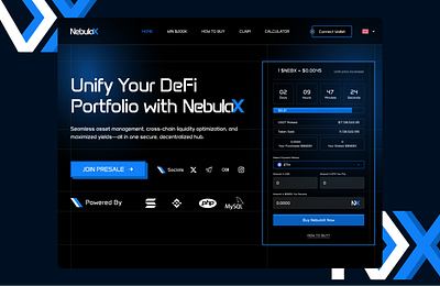 NebulaX Web3 Landing Page Design branding coin crypto cryptocurrency defi design graphic design illlustration landing page logo presale trading ui uiux ux vector web 3 web design web3 website