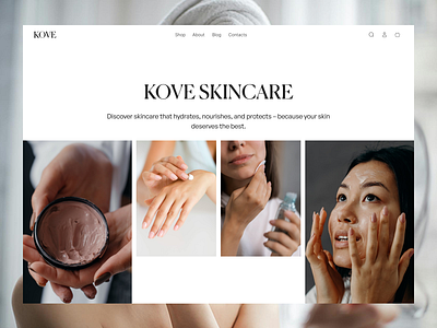 Kove Website Design ecommerce landing page product page skincare typography