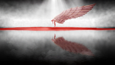 Azael 3d angel azael cinema4d fallen angel lake surrealism water