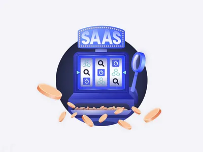 SAAS Jackpot algolia branding cartoon casino design identity illustration illustrator magnifying glass slot machine typography ui vector