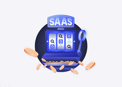 SAAS Jackpot algolia branding cartoon casino design identity illustration illustrator magnifying glass slot machine typography ui vector