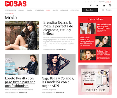 COSAS beauty cosas love magazine red ui uiux web woman