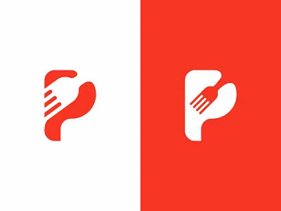 p fork app design initial inspiration logo minimalist restaurant simple