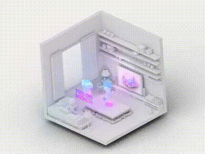 AR Venues animated - At home 3d animation augmented reality blender c4d character design illustration isometric low poly rockstar room videogame vr