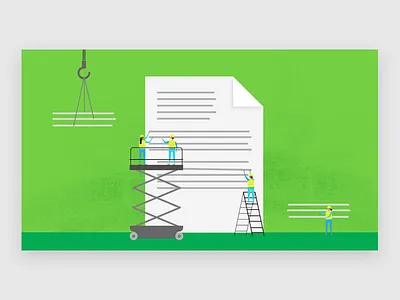 Ppl at work building document drawing illustration little people scale vector