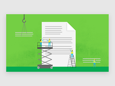 Ppl at work building document drawing illustration little people scale vector