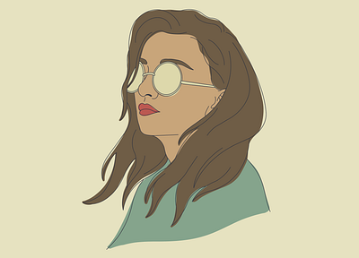 Chestnut chestnut glasses illustration line drawing red lips tan women of color