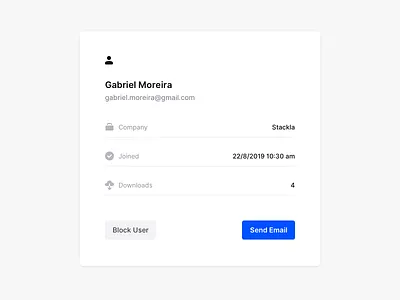 User Card block card email info minimal profile ui user user card user profile ux web