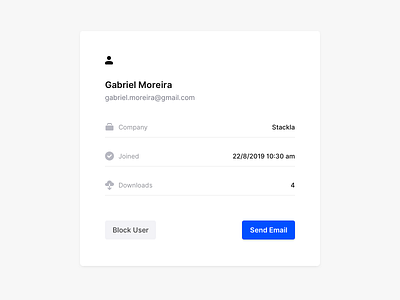 User Card block card email info minimal profile ui user user card user profile ux web