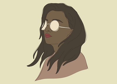 Brunette glasses illustration line drawing red lips women women in illustration women of color