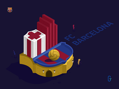 Barcelona barcelona drawing football football club illustration isometric logo messi soccer