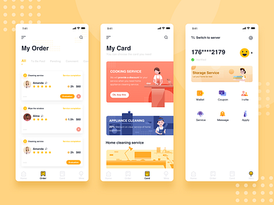 Housekeeping app app clean house illustration interface ui