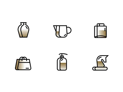 Icons bag bottle cup horse icon line perfume vase