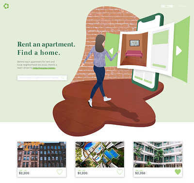 Apartment Website Illustration apartment apartments app app design female girl header design header illustration home house illustration isometric mobile multifamily renting search texture vector web woman