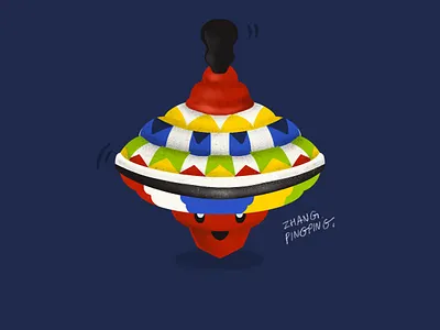 toptoy blue classic toy illustraion oldtoy procreate spining top toy toyillustration