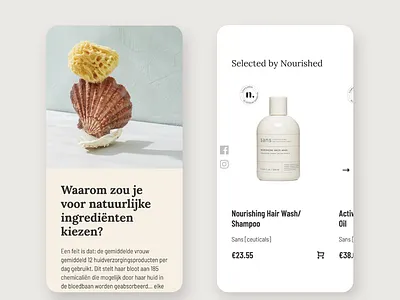 Nourished.nl mobile website app brand design brand identity design ecommerce ecommerce design girl minimalism mobile mobile design natural cosmetics typography ux webshop website website concept website design