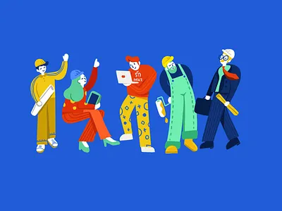 Love construction gang construction contractor designer developer people people illustration procreate realestate