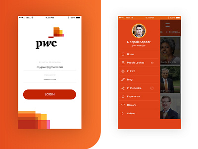 PWC Mobile App app art creative ios karthik landing login mobile app profile trend ux