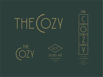 The Cozy bar logo hotel identity logo lounge retro signage texas vintage wine bar
