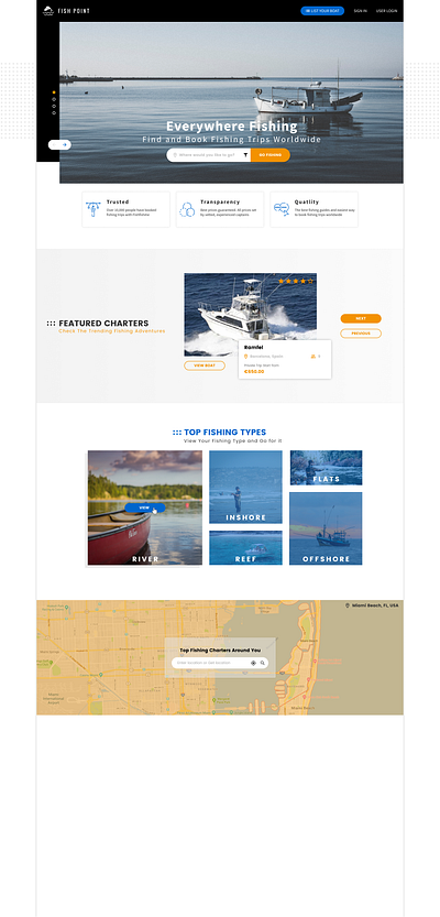 Fish Point | Home Page Concept design figma fishing fishing trips home page concept ui ux web design website design