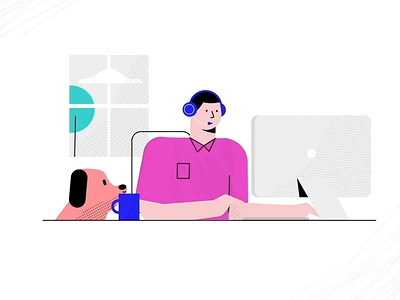 Customer service 2d animation business call call center character conversation design digital dog icons illustration lighting motion graphics office phone technology vector work