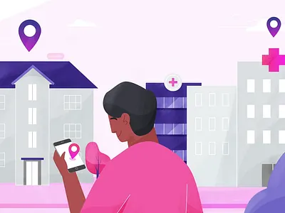 Check in! 2d animation app boy buildings calendar checkin dashboard design digital graphs hospital icons illustration man mobile motion graphics phone platform vector