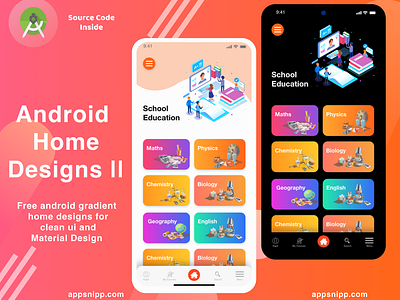 Clean UI Home design with source code android app