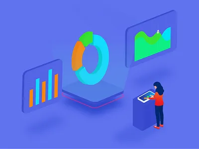 Lead Conversion Metrics art blue character clean design flat graphic design illustration isometric design minimal vector web website