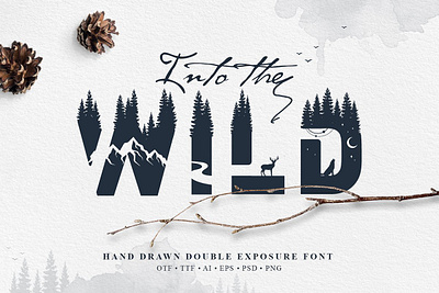 Into The Wild - Double Exposure Font animal animals double exposure double exposure font double exposure fonts double exposure typeface font design fonts collection forest hand made mountain nature nature font sun travel wild wild font wild fonts wild typeface wildlife