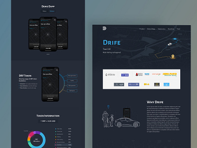 Drife Landing Page cap demo design drive driver illustration location map navigation online taxi ride sketch uiux vector