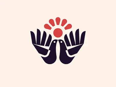 kiss bird birds cute flower hand hands kiss logo modern logo monochrome sun