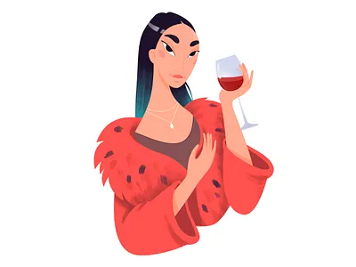Girl with a glass of wine 2d art character character design girl illustration illustrator vector