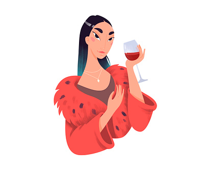 Girl with a glass of wine 2d art character character design girl illustration illustrator vector