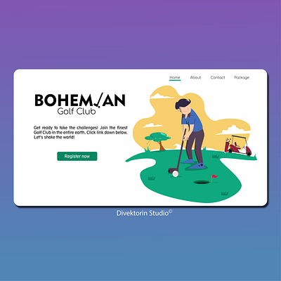 Golf Club Landing Page Concept app branding design flat icon illustration illustration art landing page design landingpage logo typography ui ux vector web website