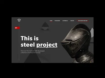 Steel project :: Landing Page 3d adobe dimension armour museum steel typography ui ux
