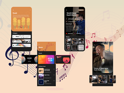 Serah Karya App Dark Theme 1 cardboard dark theme event app list mobile app mobile ui photo photo gallery profile ui design ux design
