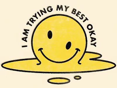 TRYING MY BEST futura grunge halftone illustration retro smiley texture