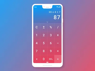 Daily UI #004 android calculator color dailyui dailyui004 digital gradient mobile mobile app design mobile ui pixel 3 sketch