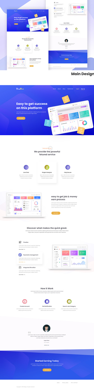 Job Management Landing page business app creative design job platform landingpage psd design template ui ux web web concept website design