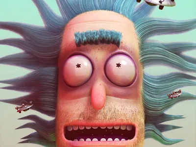 rick and morty 3d adventure blender cartoon characters cycles illustration rickandmorty