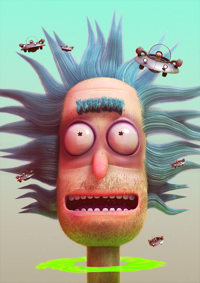 rick and morty 3d adventure blender cartoon characters cycles illustration rickandmorty