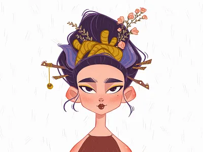 Geisha character character design digital art digital drawing digital illustration drawing geisha girl illustration painting portrait procreate