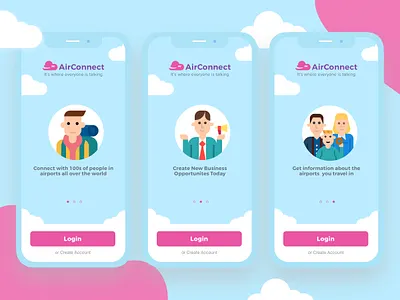 Social Media Onboarding airport app branding clean daily ui design login screen logo media minimal mobile onboarding onboarding ui social typography ui ux uxdesign web website