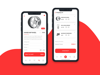 Auto Parts - Mobile app app application cart checkout design mobile shop store ui ux uxui web webdesign
