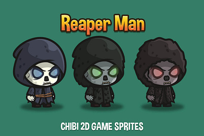 Free Reaper Man Chibi Sprites 2d character chibi fantasy game game assets gamedev platformer rpg sprite sprites